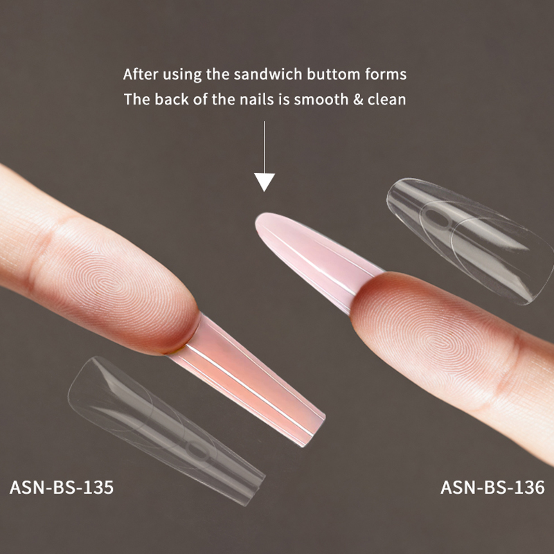 Long Coffin Long Oval Dual Nail Forms Reusable Sandwich Nail Molds